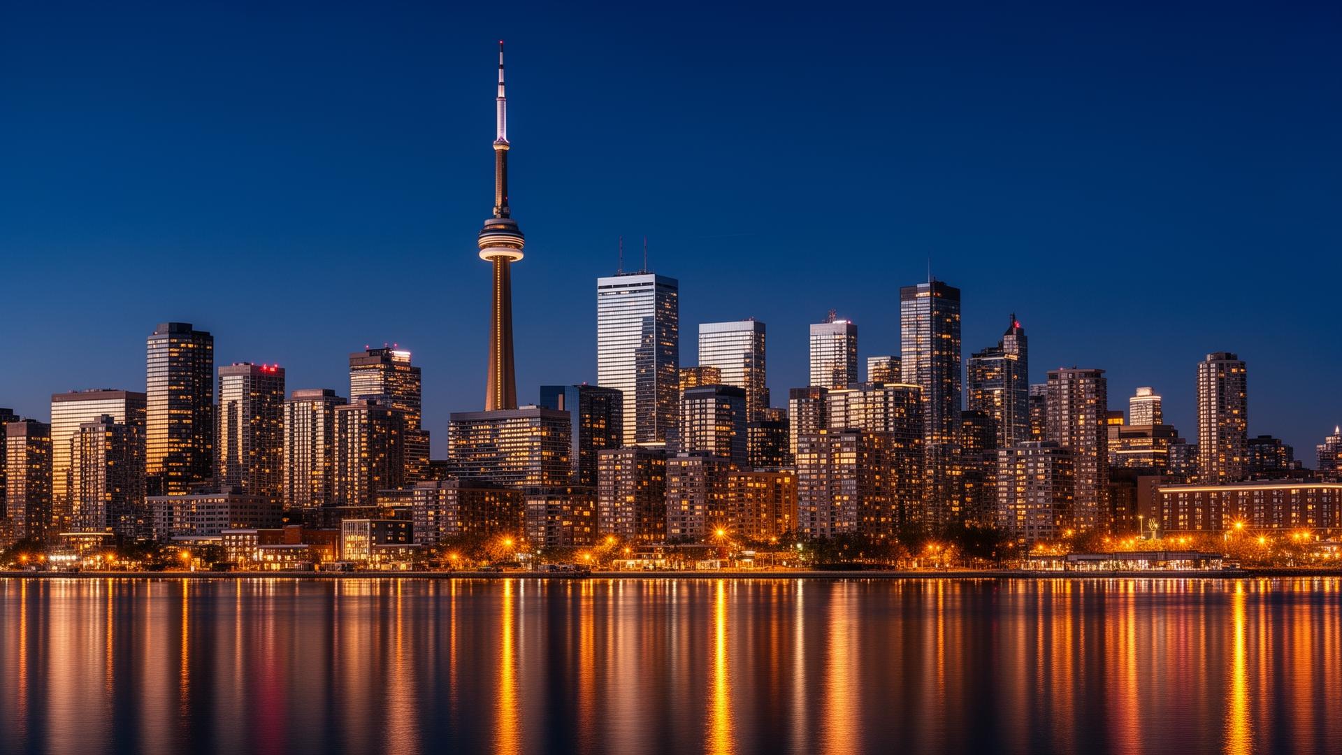 Toronto skyline at dusk